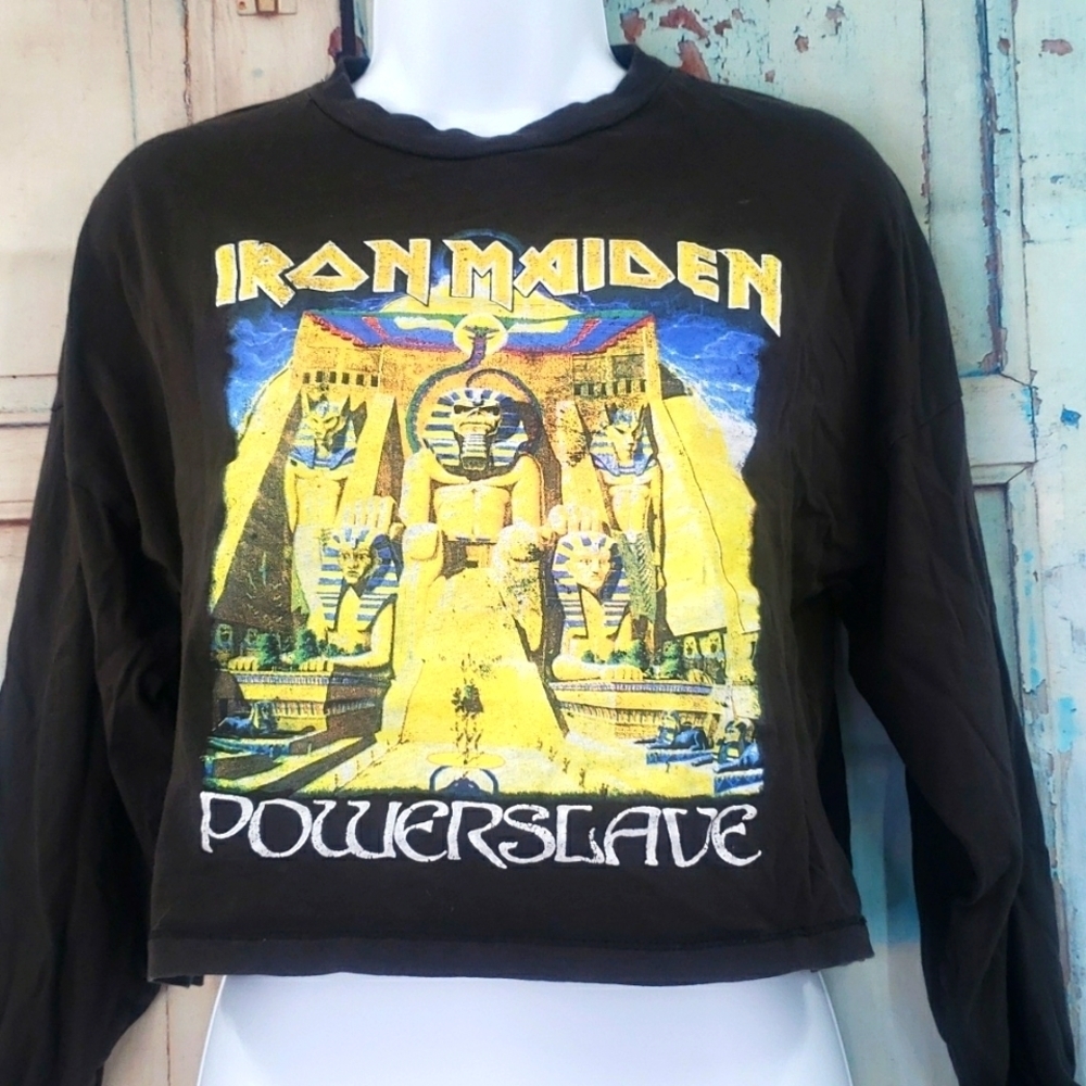 Ironmaiden Powerslave Long Sleeve Crop T‎ Shirt